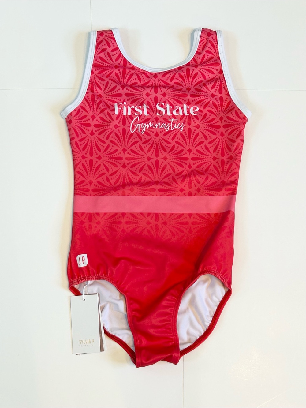 First State Gymnastics Pink Graphic Sylvia P Leotard, size 10
